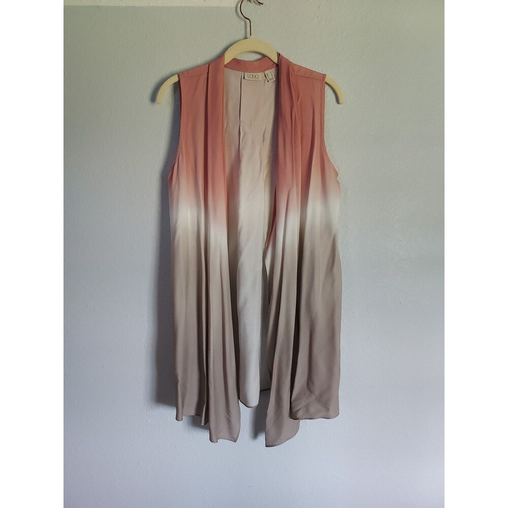 LOGO by Lori Goldstein Women's Small Ombre Sleeveless Open Front Cardigan BOHO